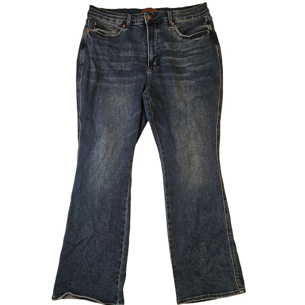 Judy Blue Los Angeles Boot Cut Jeans Dark Wash Raw Hem 20W Regular High Rise